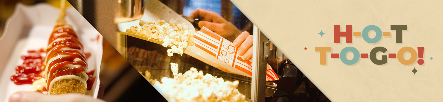 Graphic for Concessions, Hot To Go. Image is popcorn